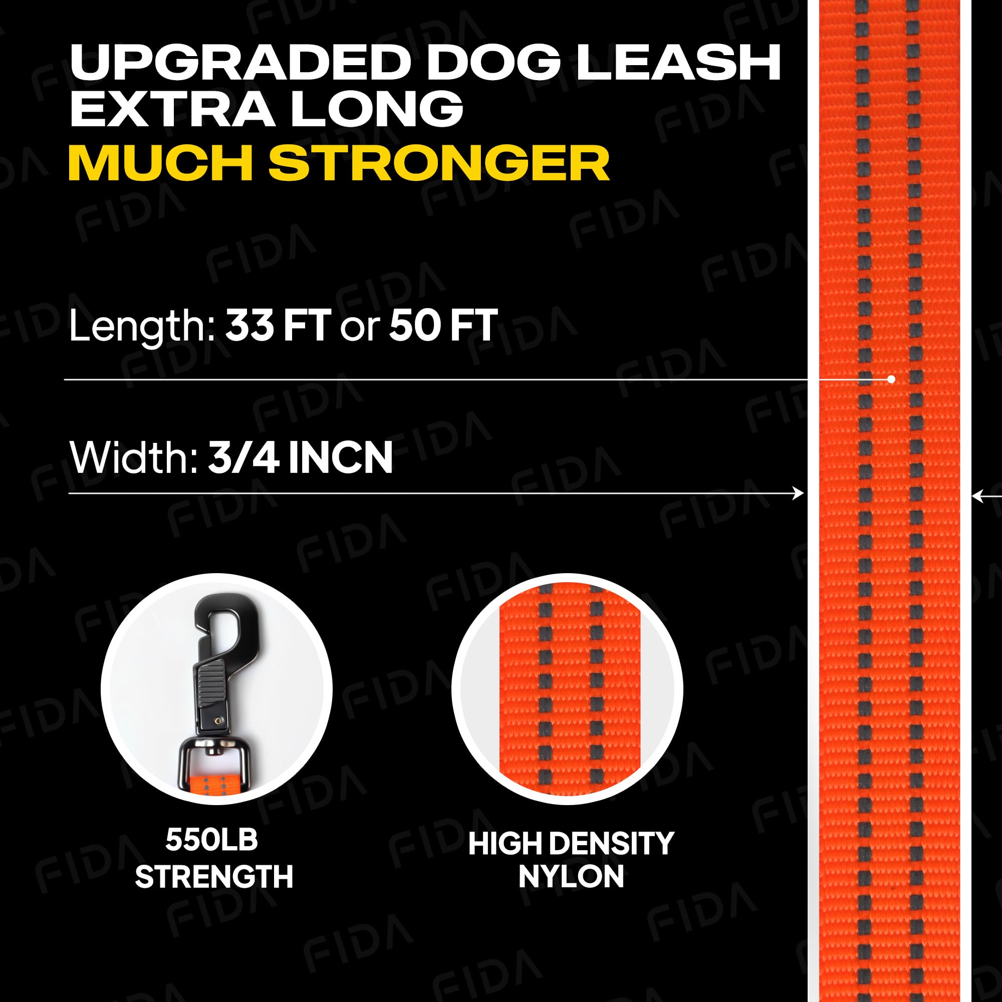 Fida long leash training use versatile lead for recalls and safety
