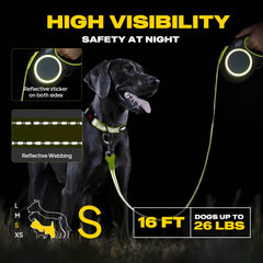 Fida retractable leash highlights reflective stitching for night visibility