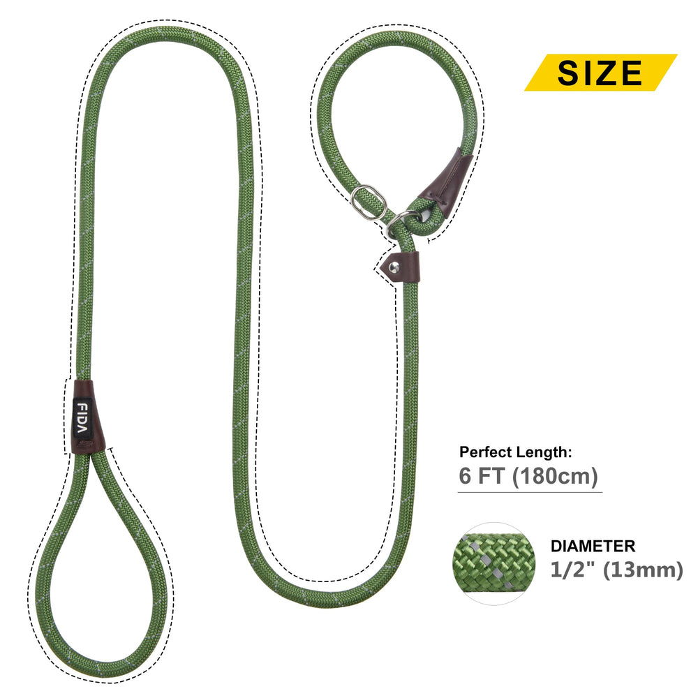 Fida slip lead features comfortable grip and lightweight feel during long walks.