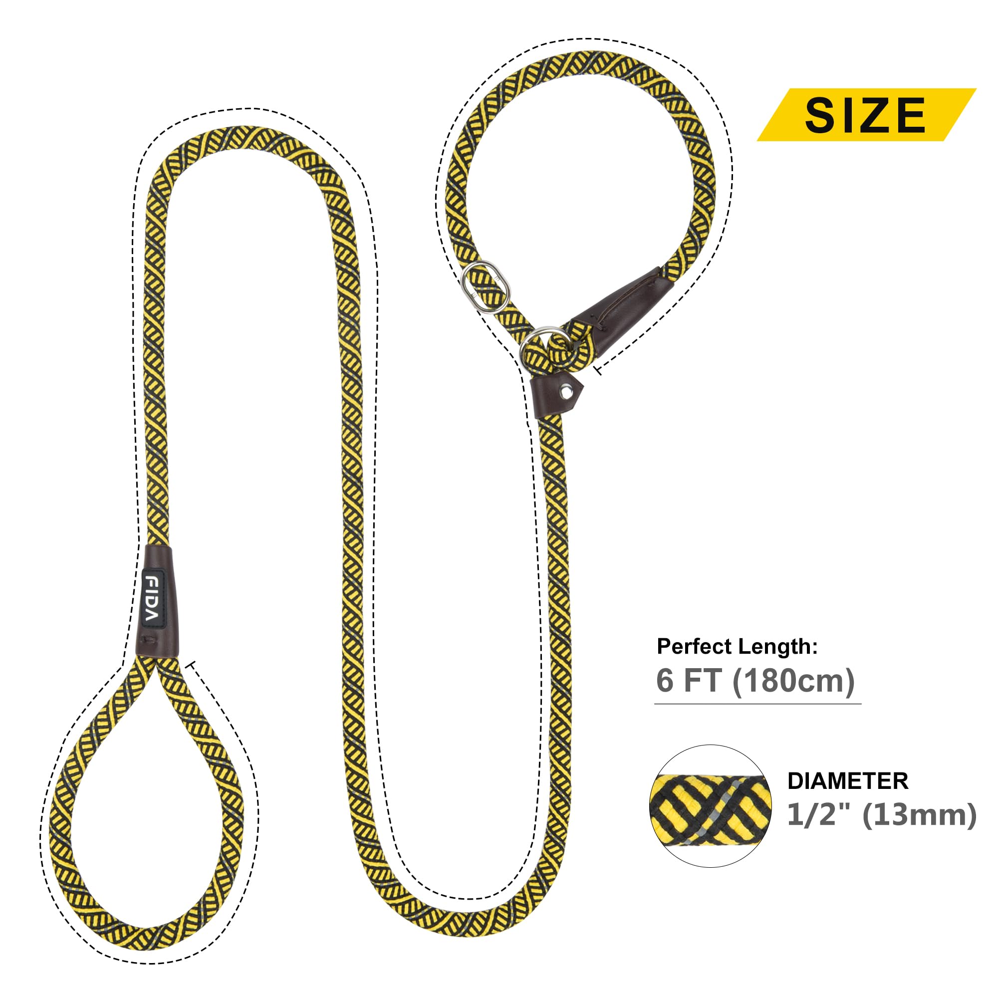 Fida slip lead leather-covered knots for grip and longevity