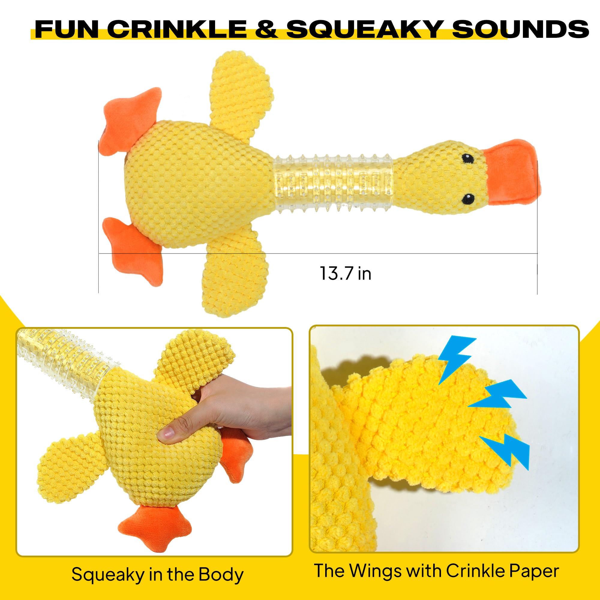 Fida squeaky duck dog toy wings delivers audible fun to curb boredom during supervised play.