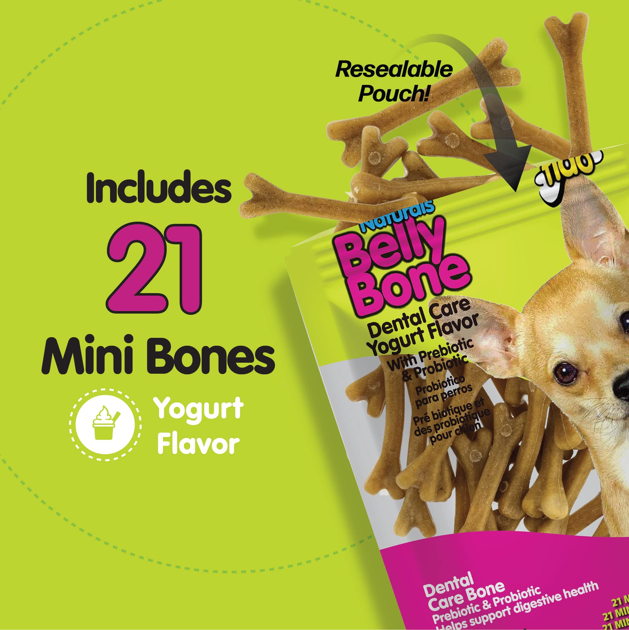 Fido Belly Bones resealable pouch front view highlighting storage.