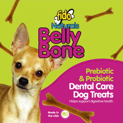 Fido Belly Bones yogurt flavor closeup emphasizes tasty dental chews
