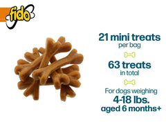 Fido Doozie Bones peanut flavor close-up highlights tasty, palatable chews for dogs.