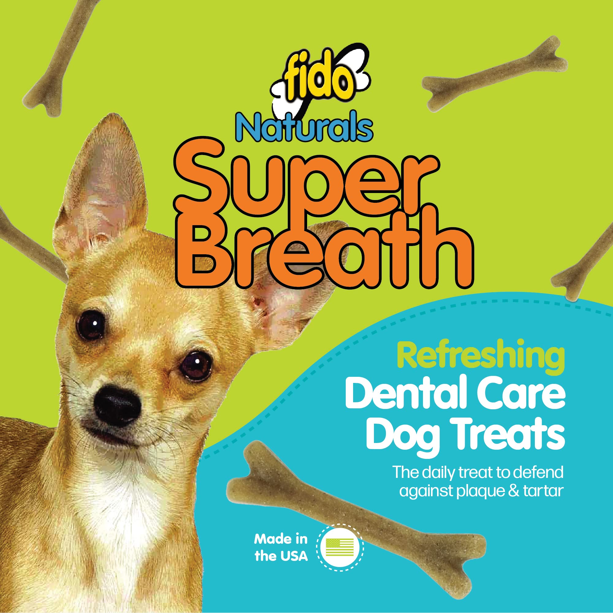Fido mini dental bones close-up highlighting v-groove design for easier chewing