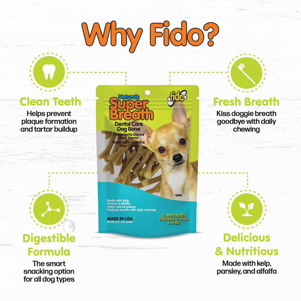 Fido natural ingredients kelp parsley alfalfa label emphasizes USA-made safety and digestibility.
