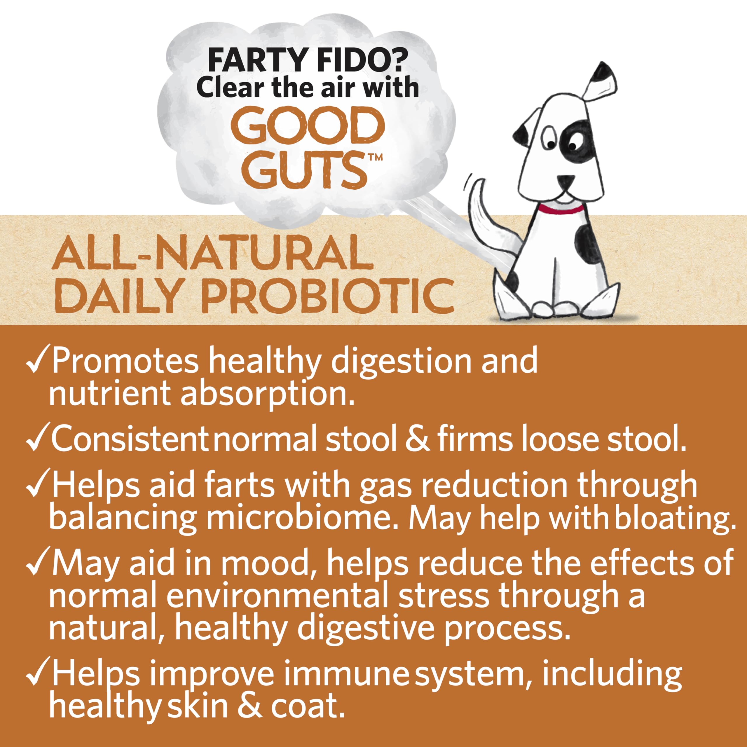 Fidobiotics Good Guts scoop demonstrates precise daily dose for dogs.