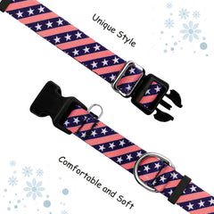 Fidohug navy flag martingale worn on dog during a walk shows no-pull potential.