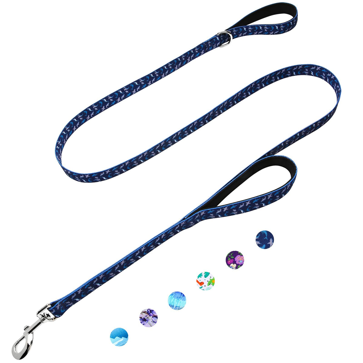 Fidohug double-handle leash in deep blue shark for secure, controlled walking.