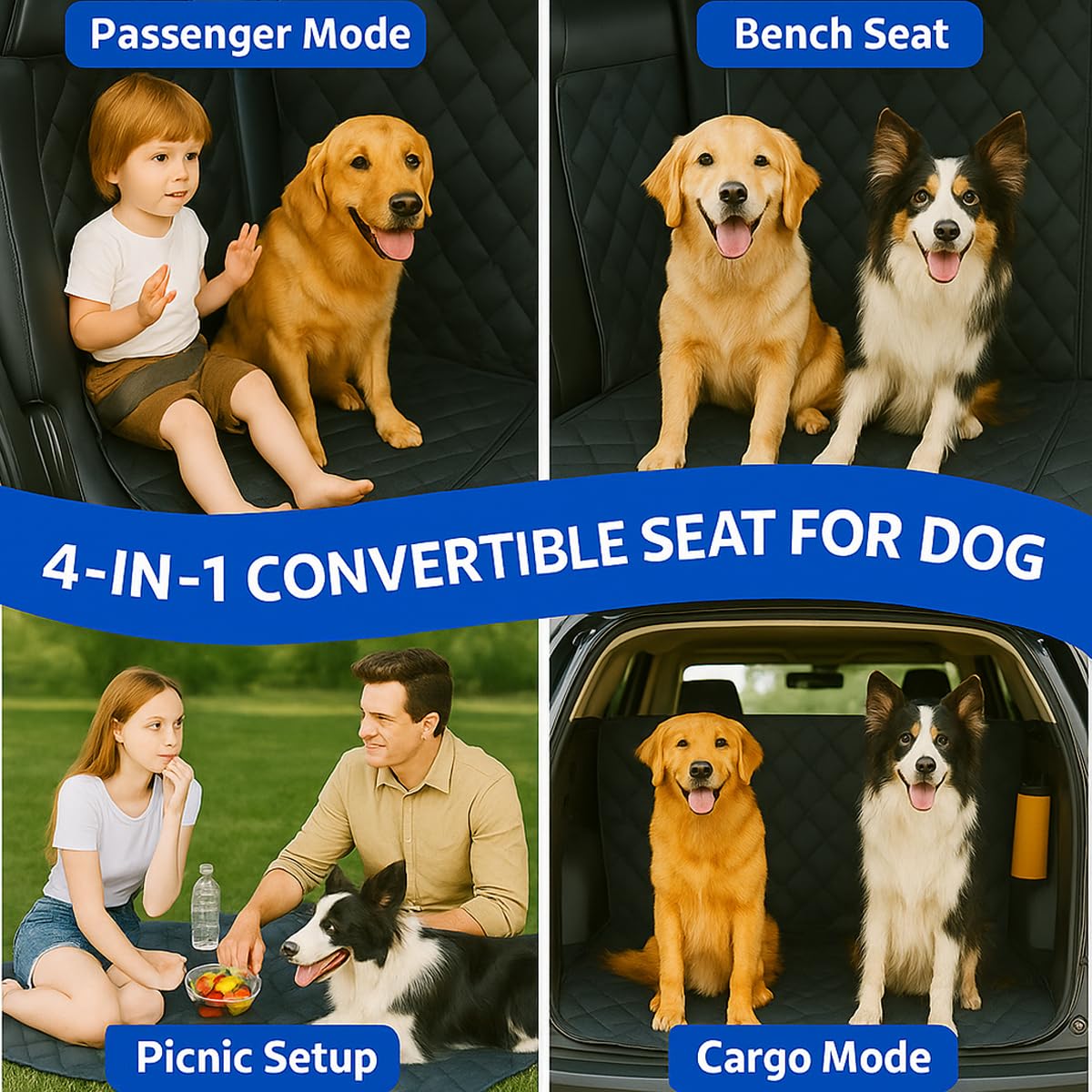 Fidozen extra large storage pockets keep toys and leashes organized in the car.