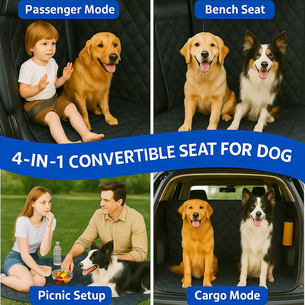 Fidozen extra large storage pockets keep toys and leashes organized in the car.