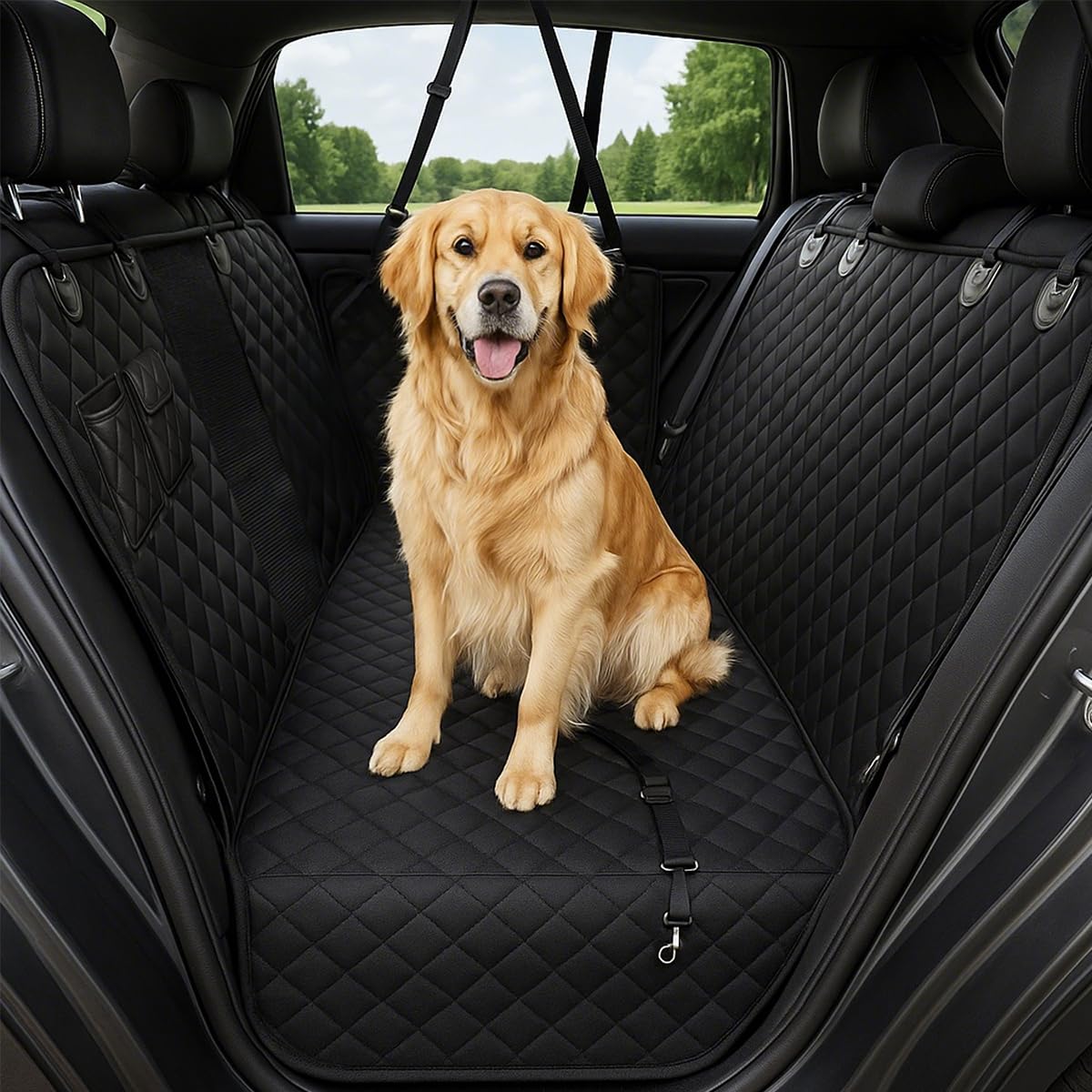 fidozen xl dog seat cover with visual mesh window enhances visibility and reduces travel anxiety