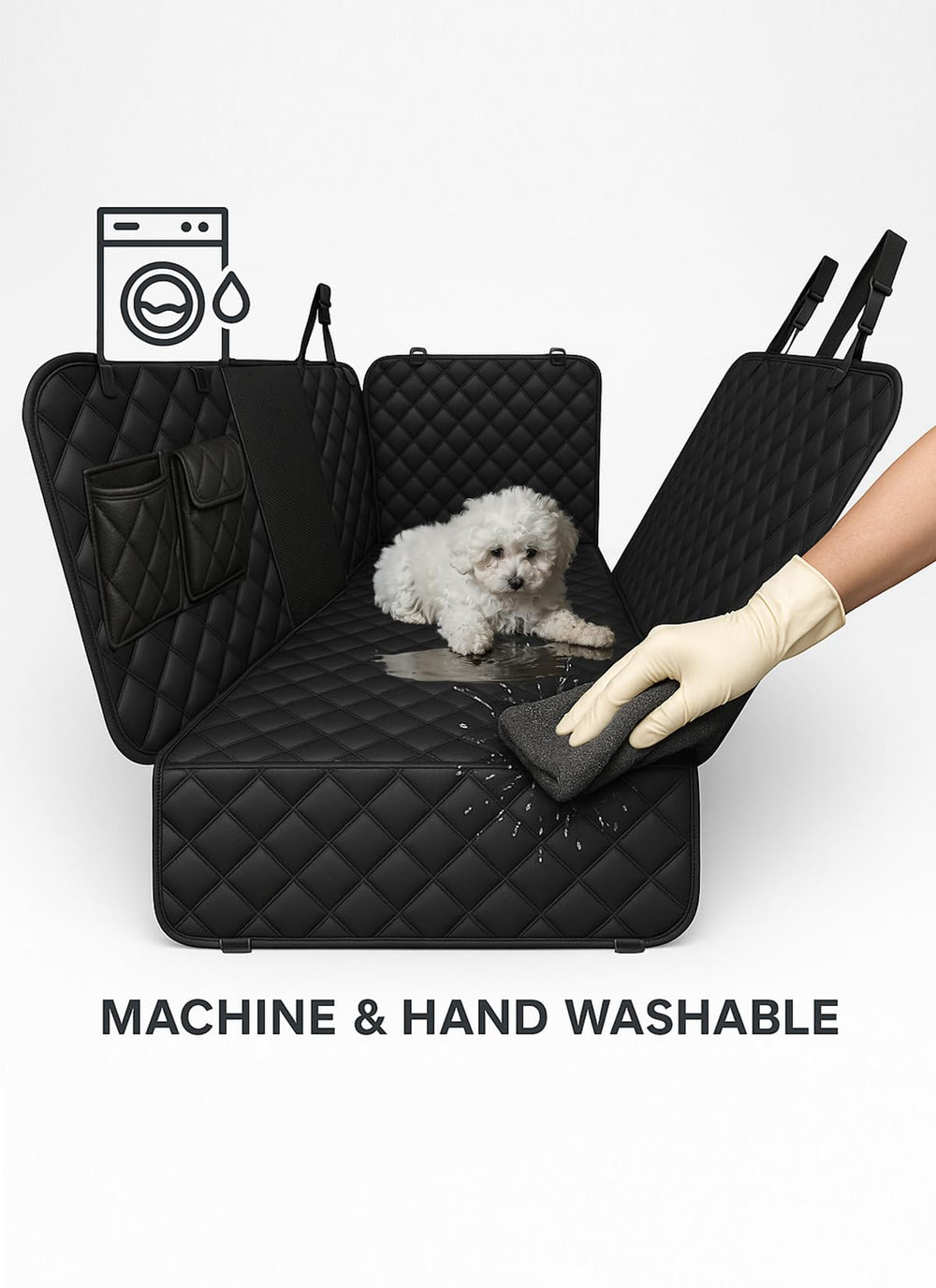 fidozen waterproof 600D cover protects back seats from mud and spills on adventures