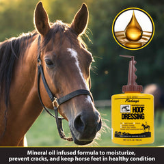Fiebing's Hoof Oil applicator brush in use for easy conditioning.