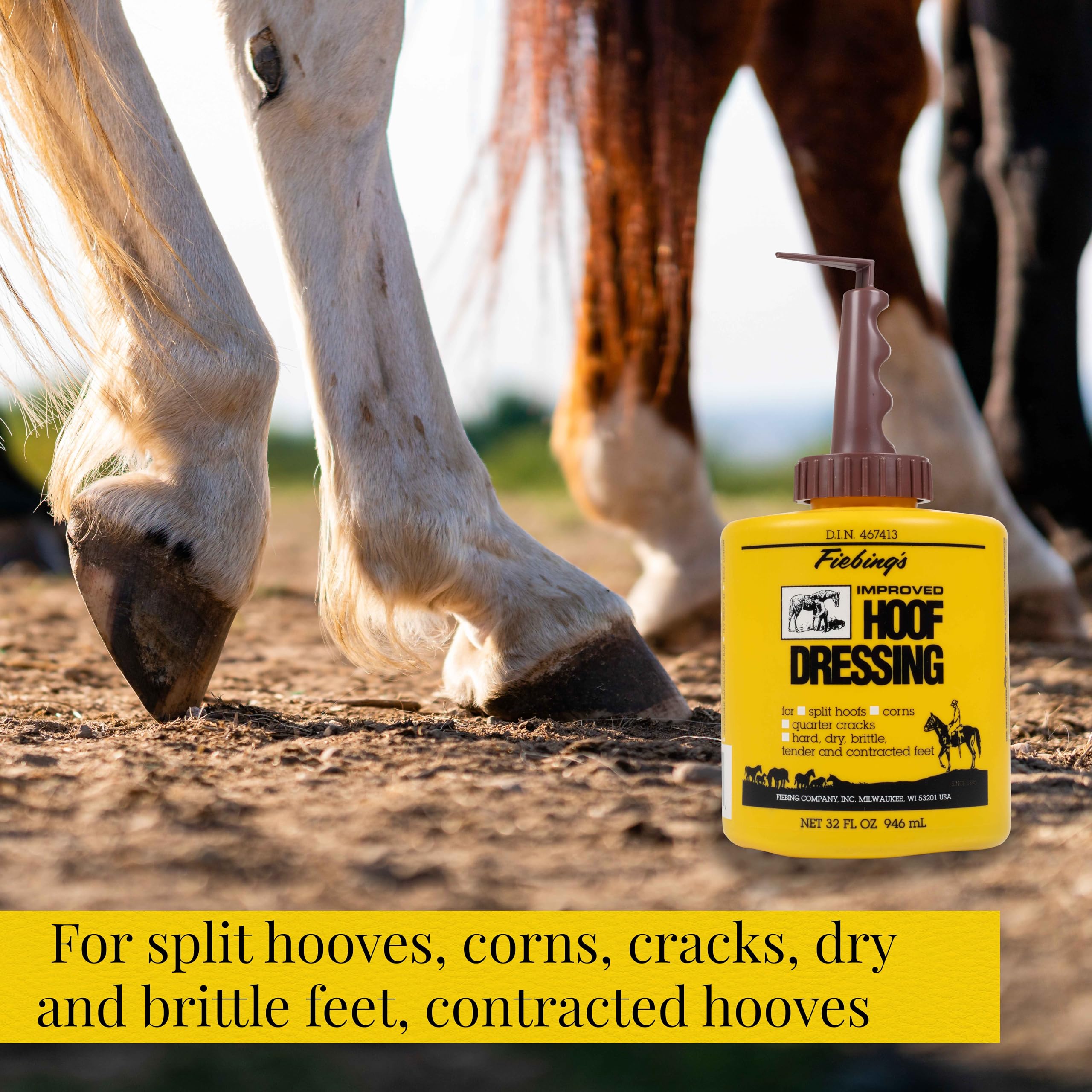 Fiebing's Hoof Oil demonstrates a semi-gloss finish on the hoof.