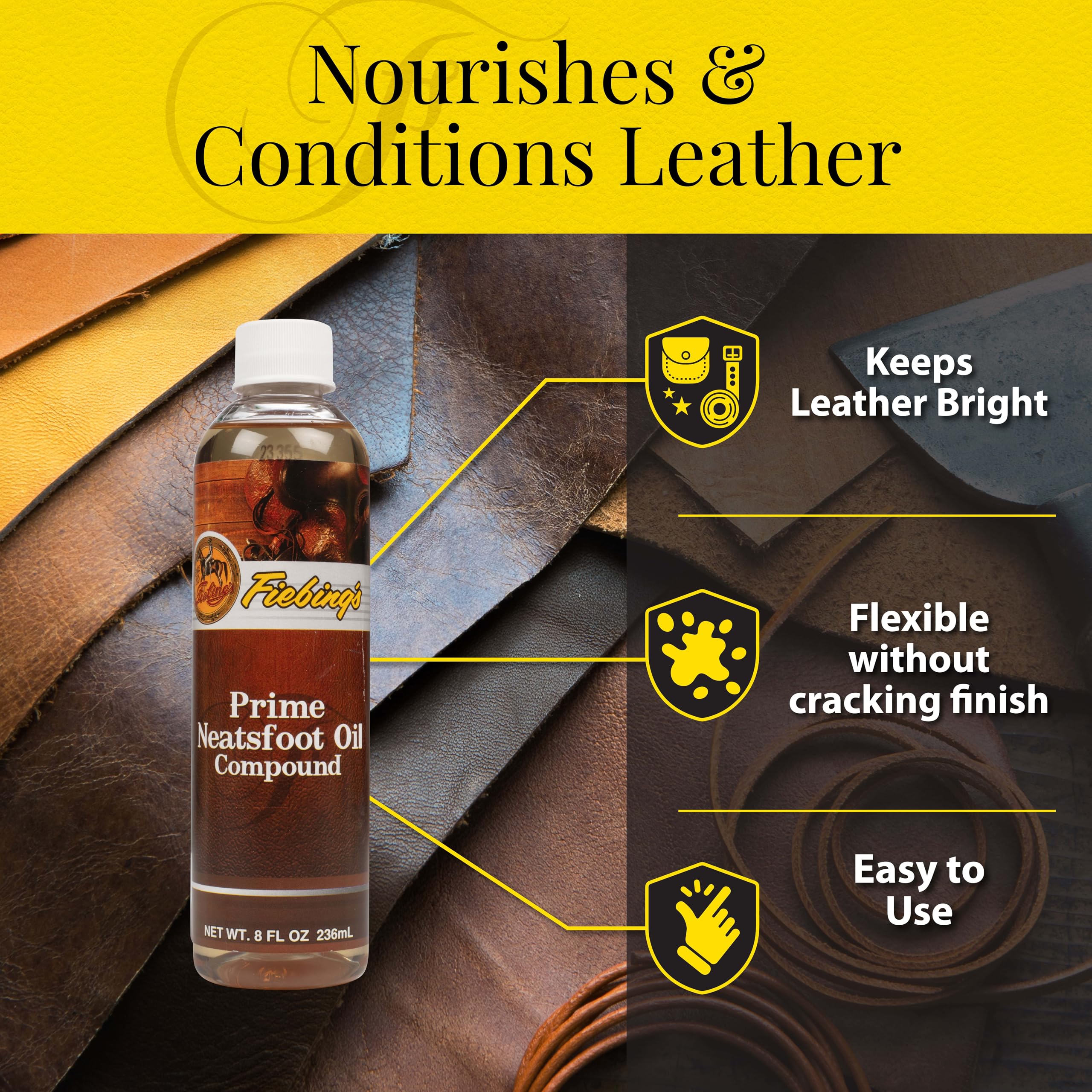 Leather boot treated with Fiebing's Prime Neatsfoot Oil for enhanced water resistance and suppleness.
