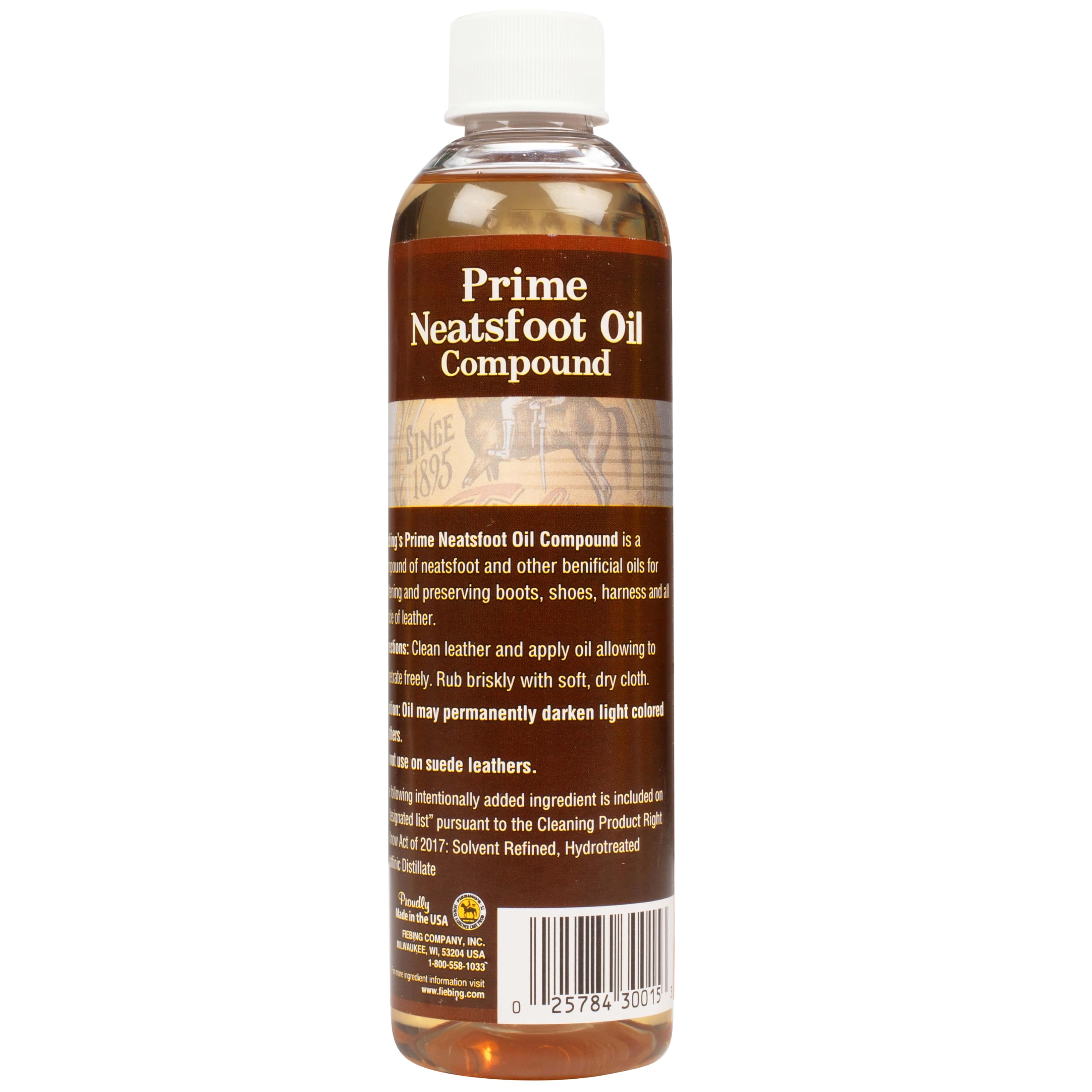 Purse or belt leather treated with Fiebing's Prime Neatsfoot Oil for lasting softness.