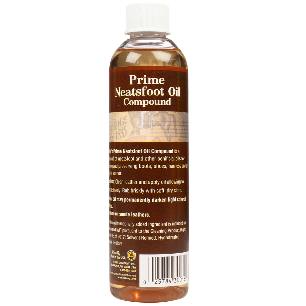 Purse or belt leather treated with Fiebing's Prime Neatsfoot Oil for lasting softness.