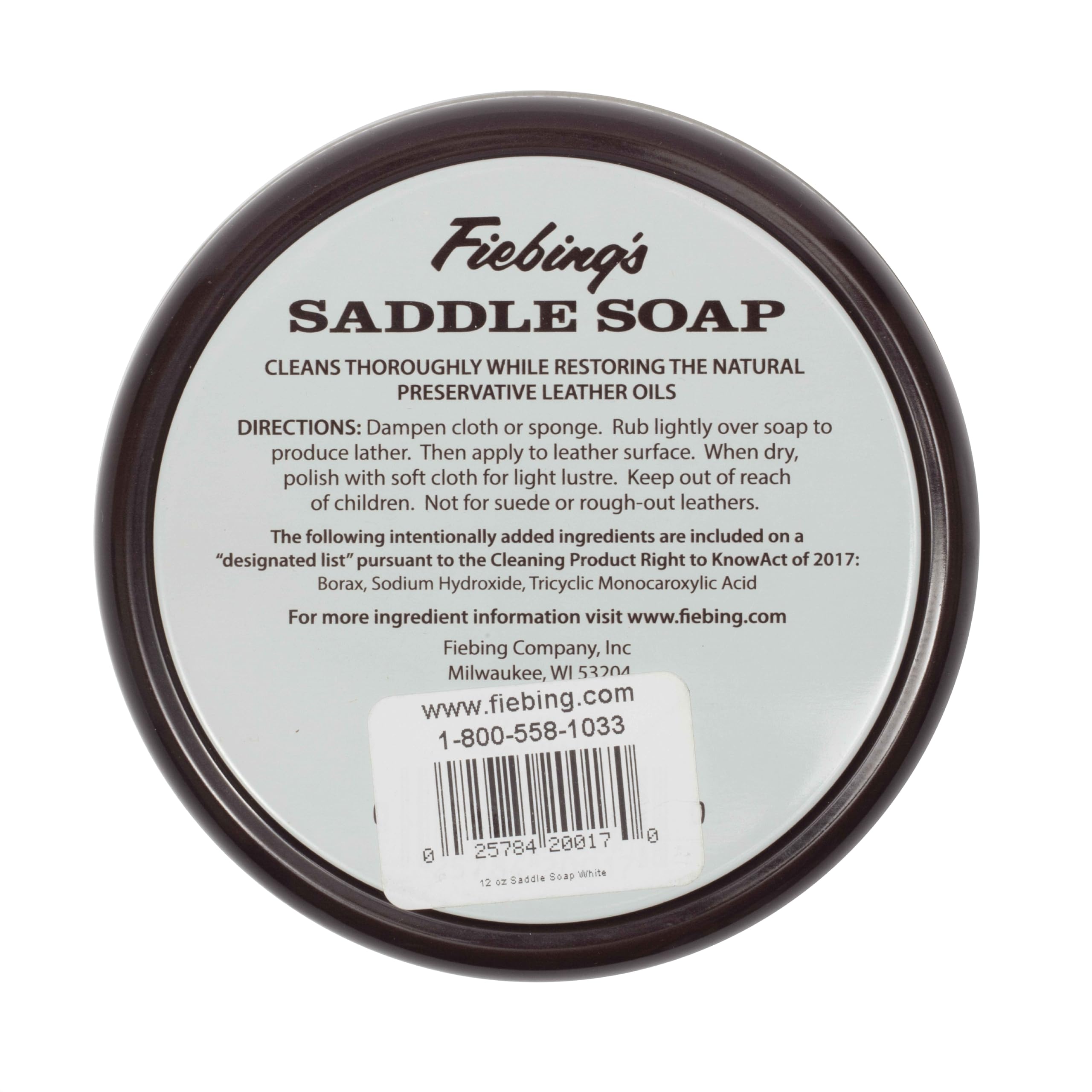 Fiebing's saddle soap closeup shows preserved oils and restored softness.