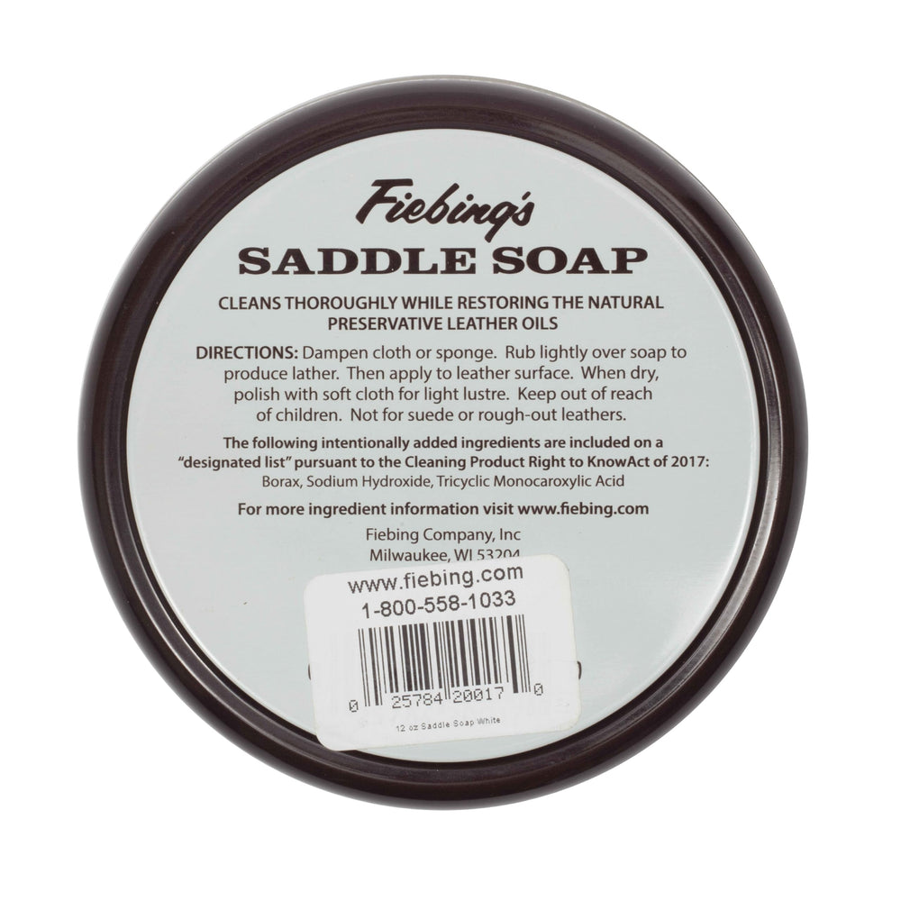 Fiebing's saddle soap closeup shows preserved oils and restored softness.