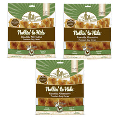 Fieldcrest Farms Nothin to Hide Flip Chips pack shot highlighting rawhide-free dog chews for all breeds.