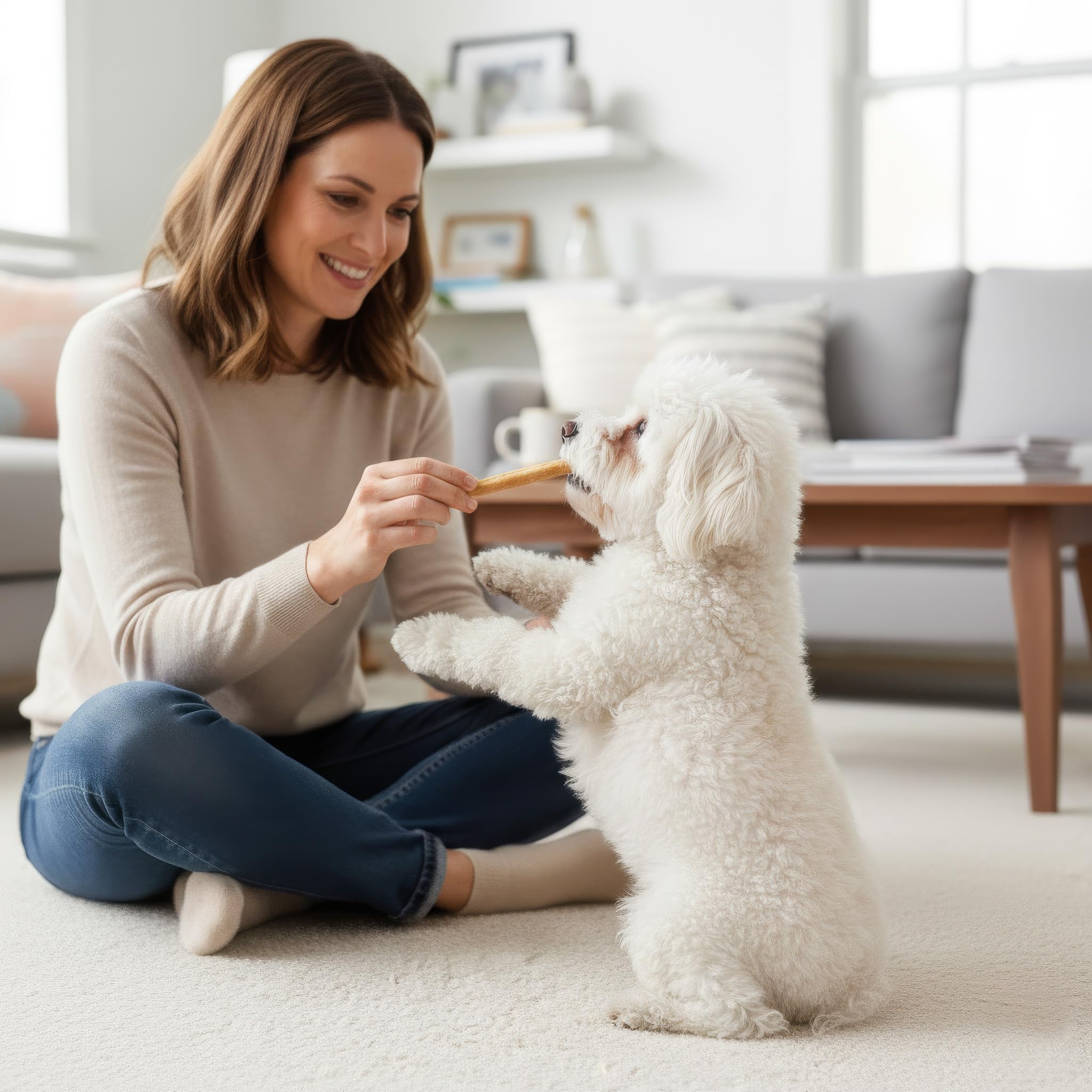 Fieldcrest Farms Nothin' to Hide chew against white teeth surface showcasing dental care benefit