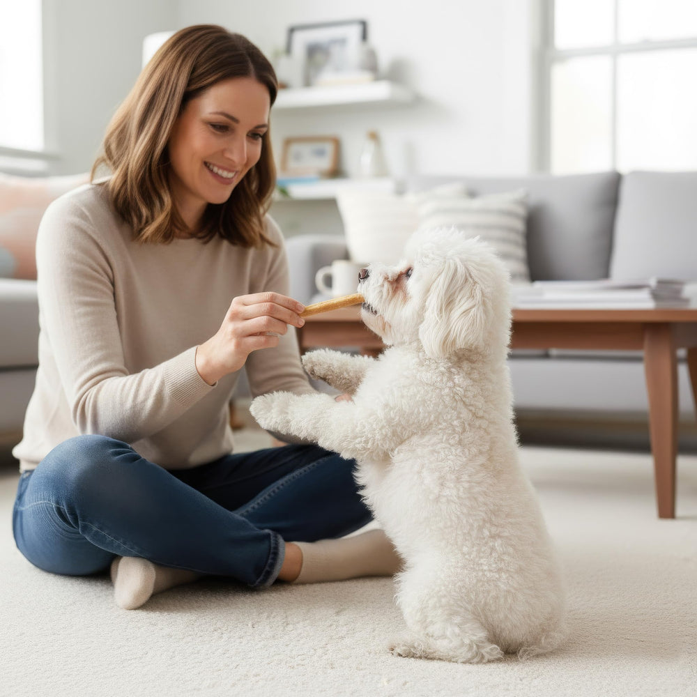 Fieldcrest Farms Nothin' to Hide chew against white teeth surface showcasing dental care benefit