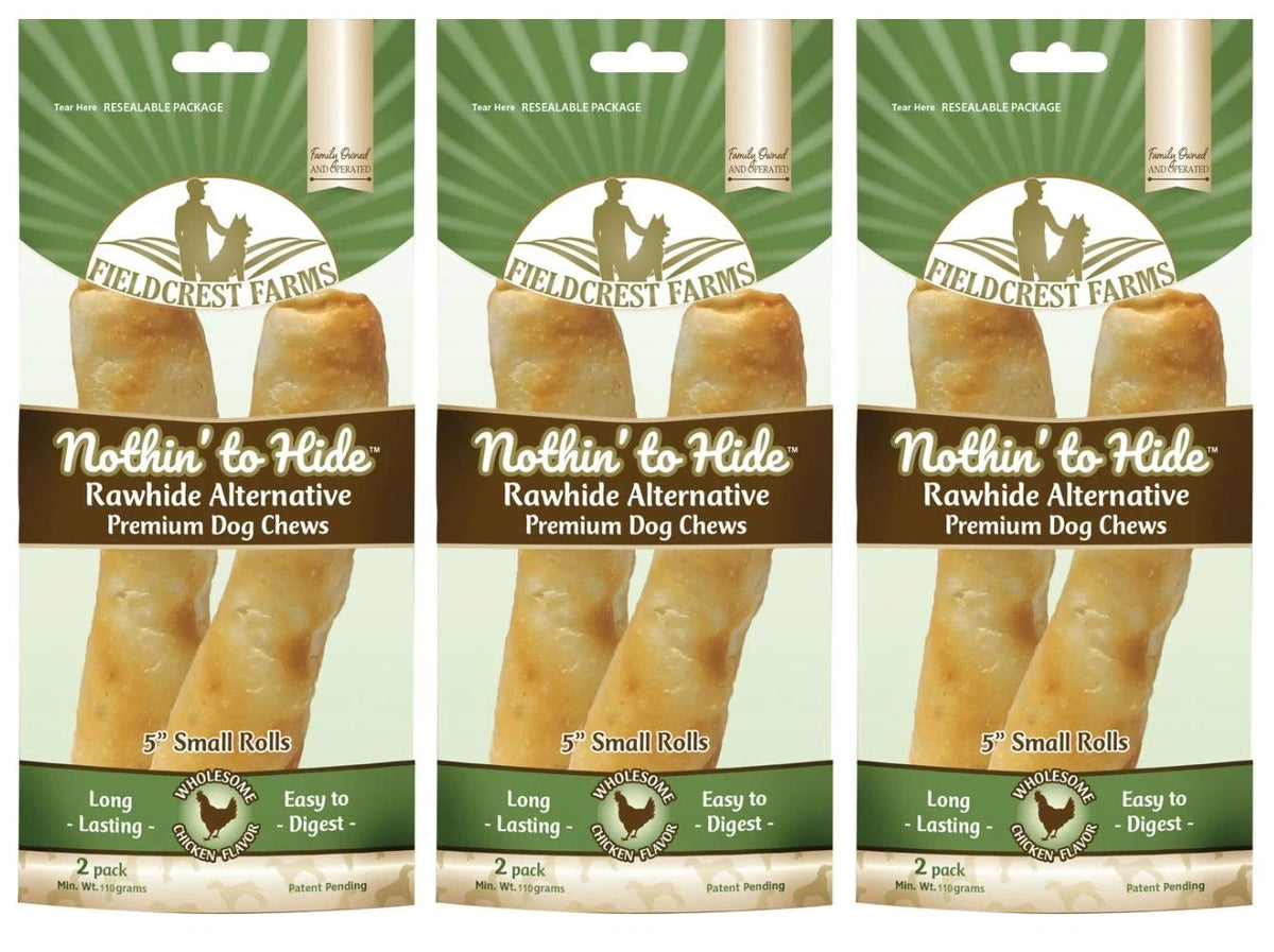 Fieldcrest Farms Nothing to Hide chicken 5-inch rolls - rawhide-free chew supporting dental health.