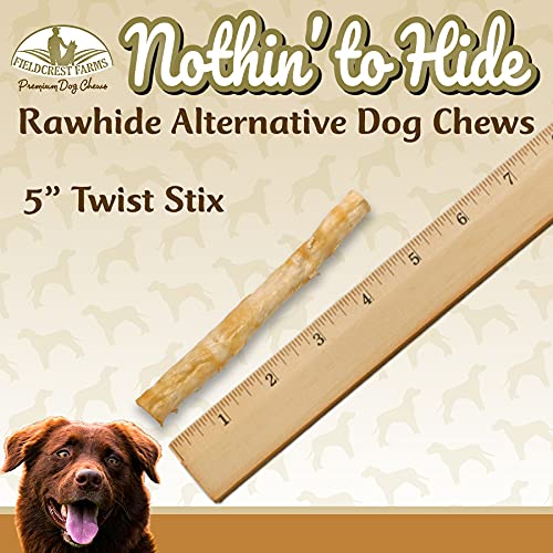 Fieldcrest Farms Nothing to Hide soft-digestible-snack mid-shot suggests easy digestion for sensitive stomachs.