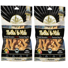 Fieldcrest Farms Nothing to Hide 3-inch wish bone dog chew promotes dental interest and digestibility.