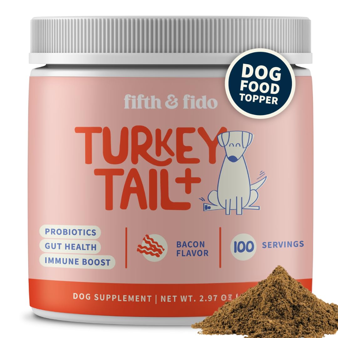 Fifth & Fido Turkey Tail Probiotic bottle pour supports digestion and immune health