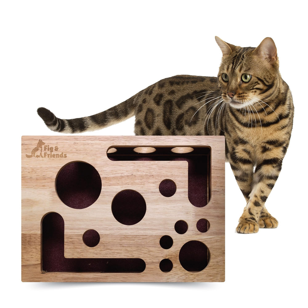 Fig & Friends cat nail file scratch box closeup demonstrates gentle claw care enrichment.