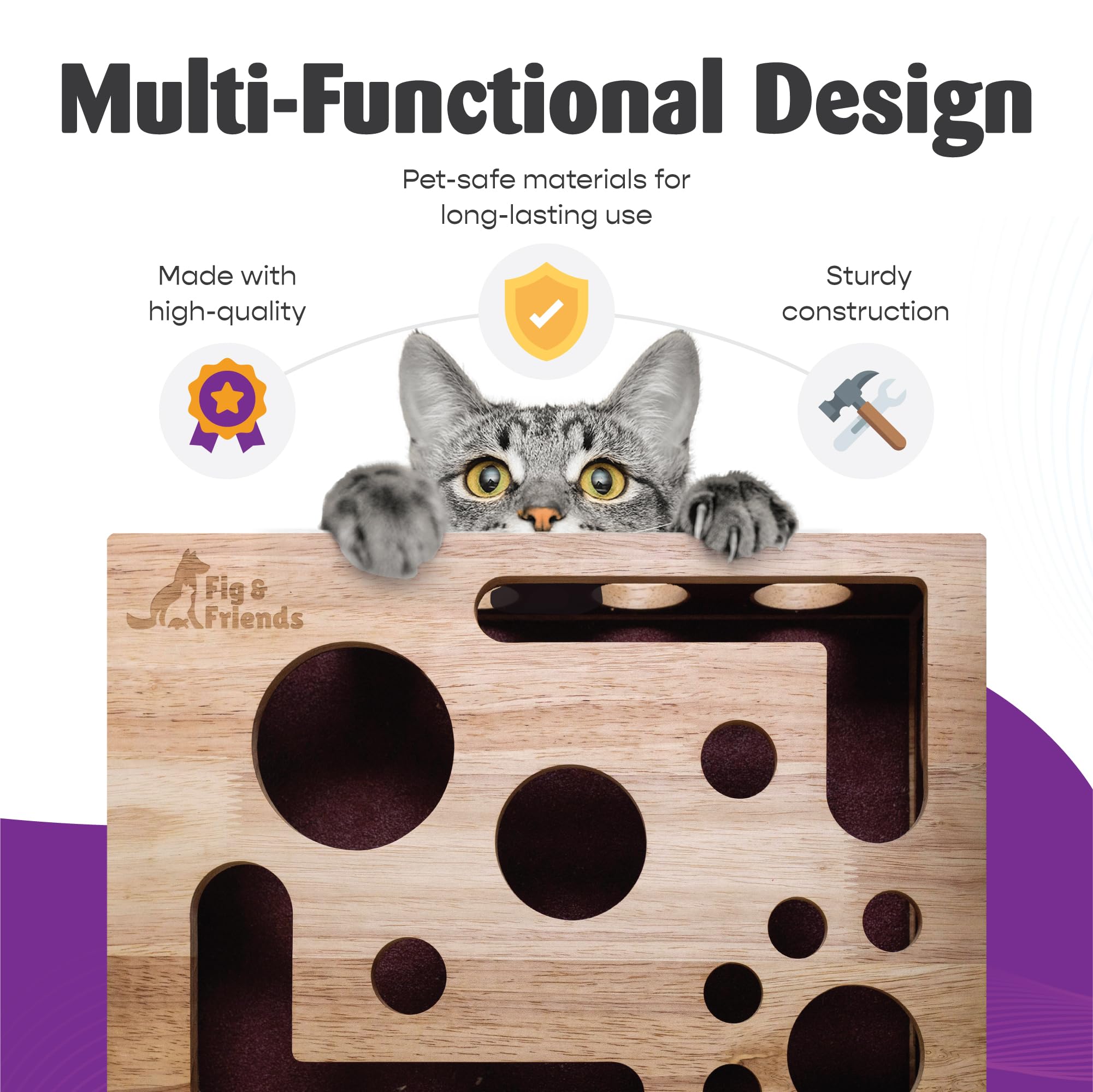 Fig & Friends enrichment texture closeup emphasizes scratch surface design.
