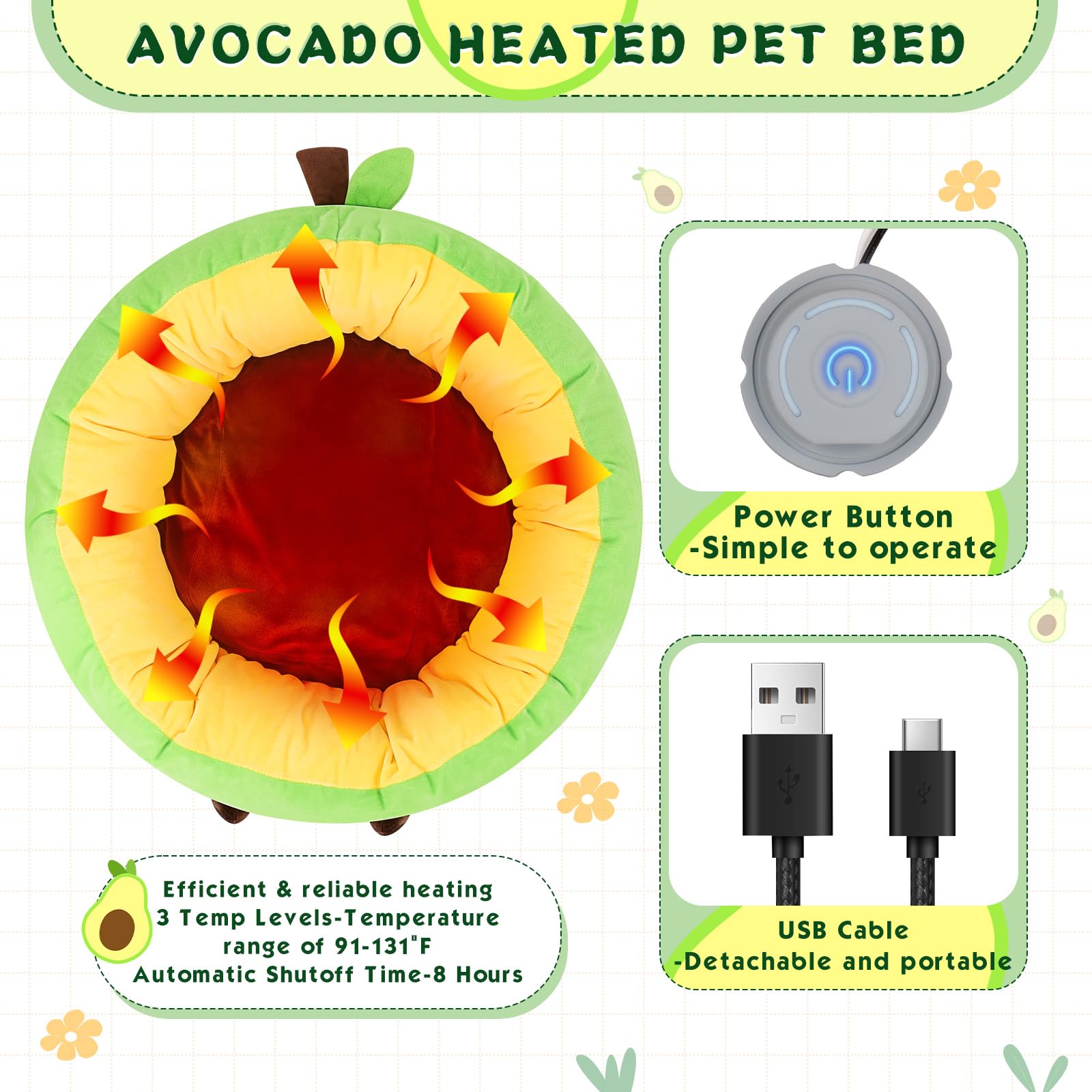 Fighting to Achieve Avocado Heated Cat Bed soft plush surface creates cozy naps