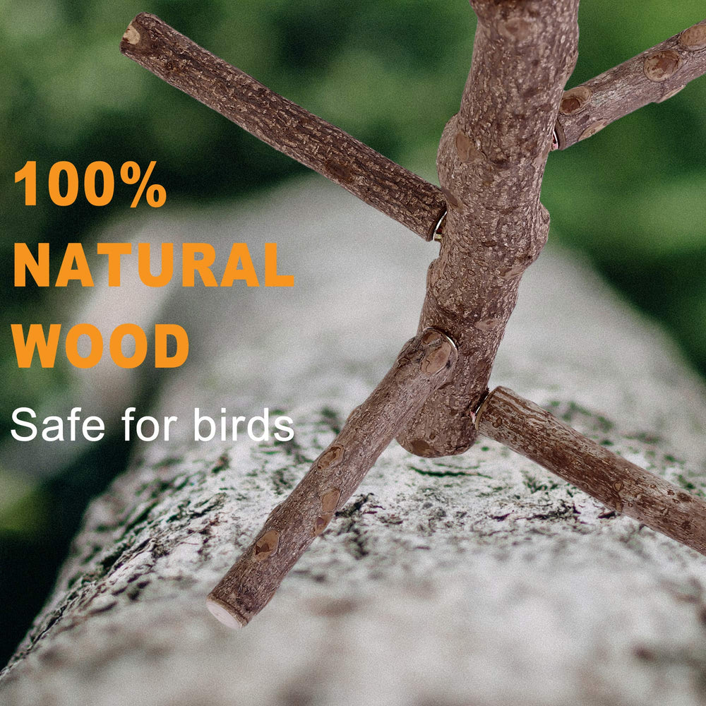 Filhome parrots chew-toy perch satisfies climbing instincts with natural wood texture.