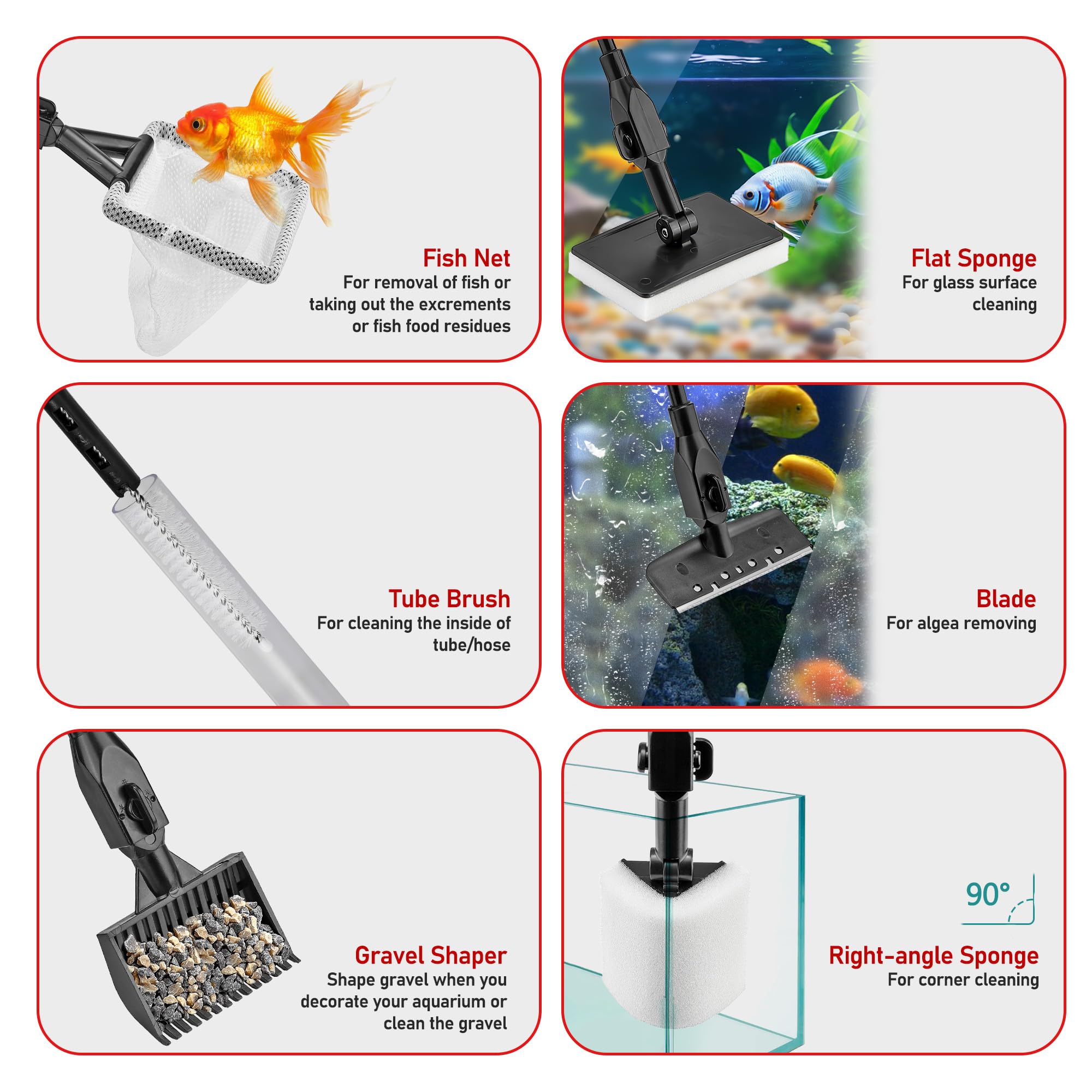 Filhome right-angle sponge cleans tank corners with thorough contact.