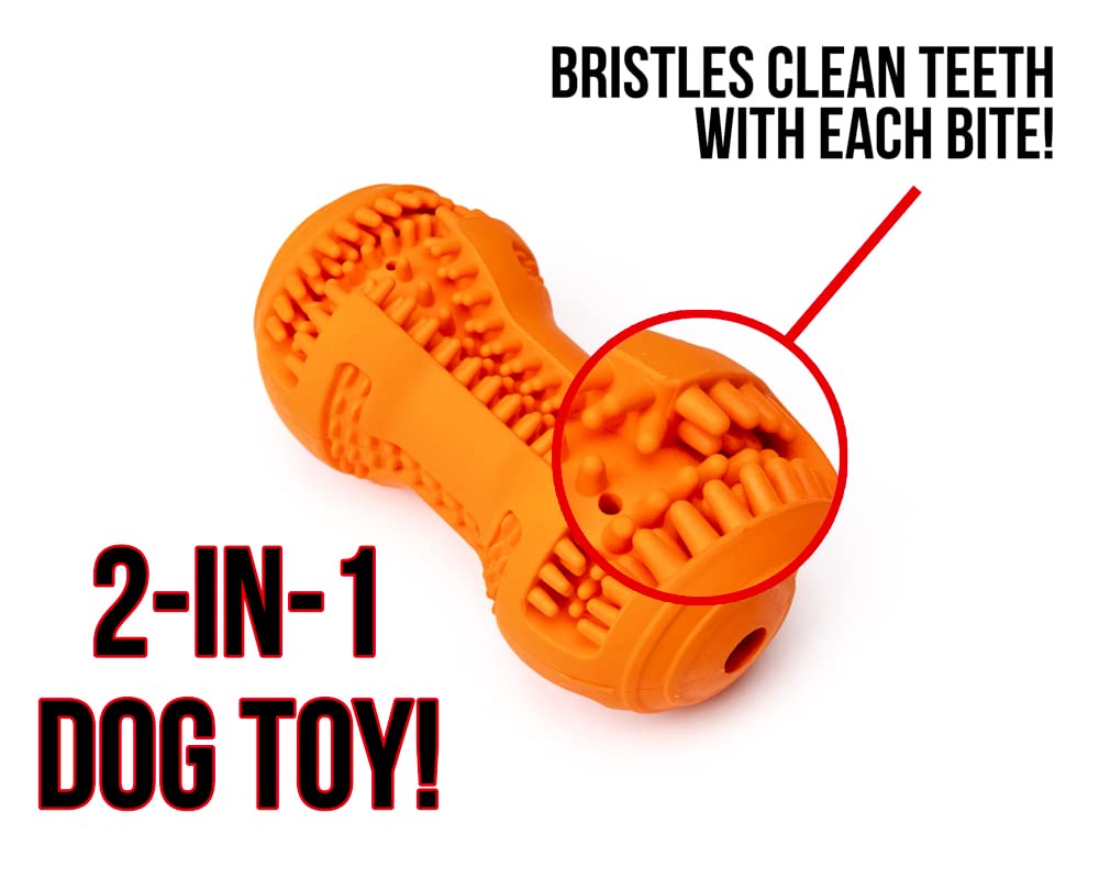 Fillable dog toy with peanut butter use demonstrates easy filling
