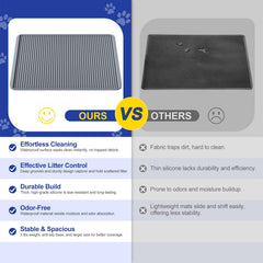 Filmicy silicone cat litter mat deep grooves efficiently trap litter for cleaner floors.