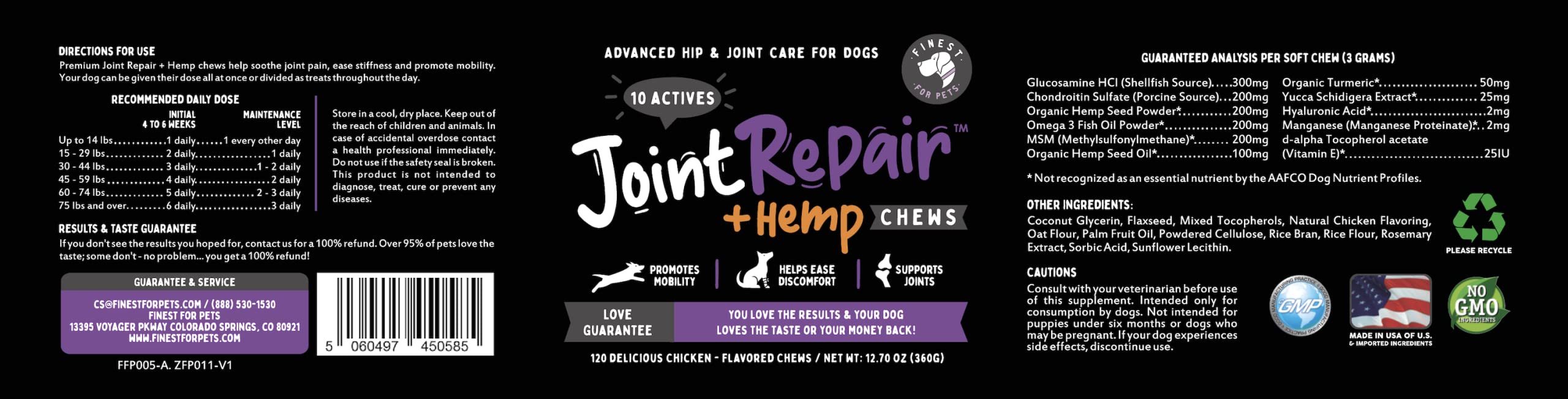 Finest For Pets Joint Repair 120-count pack ready for home use