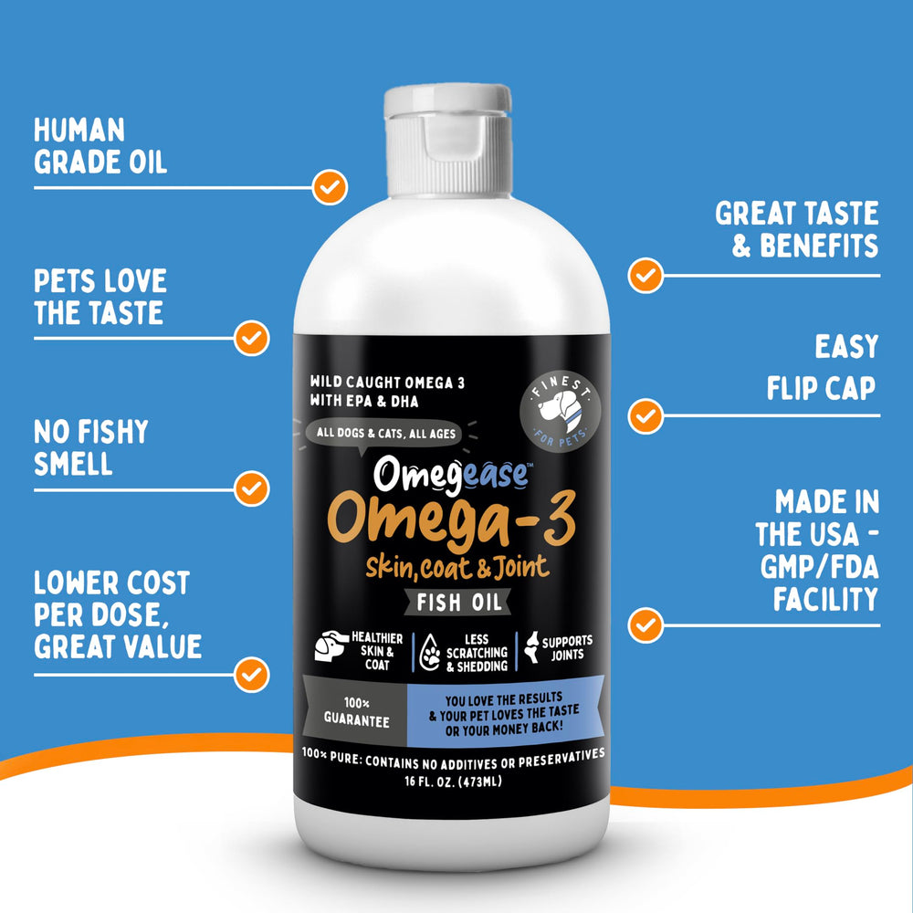 Finest For Pets Omegease wild-caught ingredients close-up for healthy skin