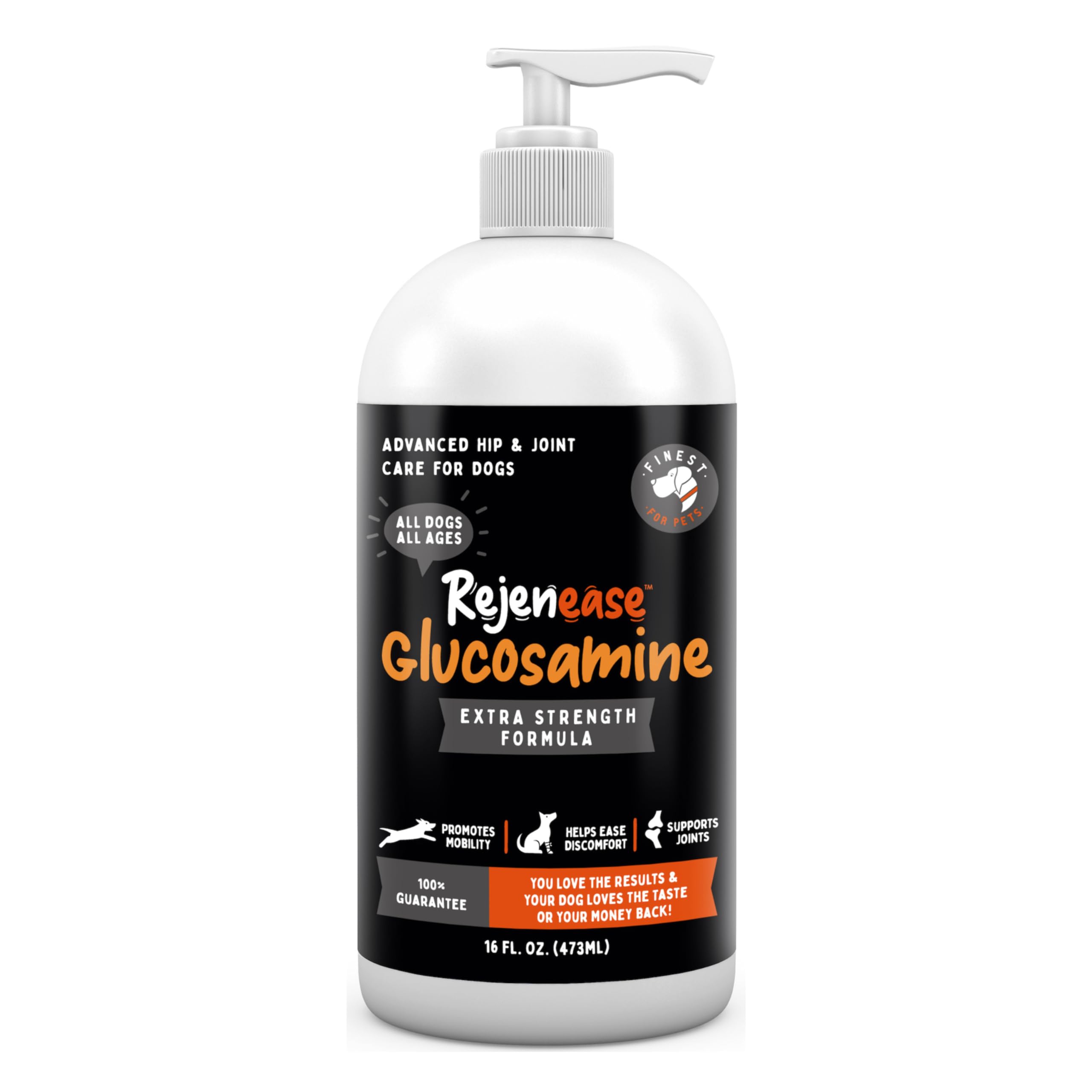 Finest For Pets Premium Liquid Glucosamine bottle for canine joint support