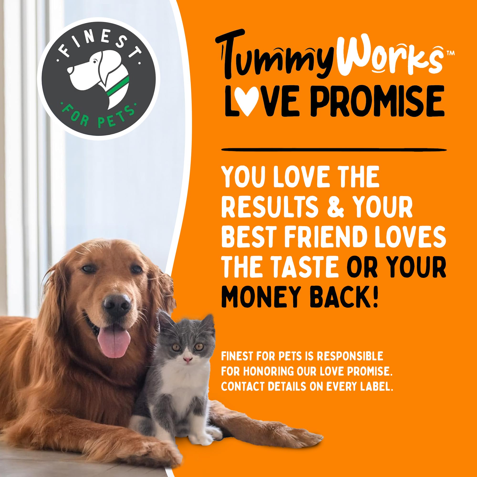 Finest For Pets TummyWorks Probiotic Powder in a bowl showing support for immune health.