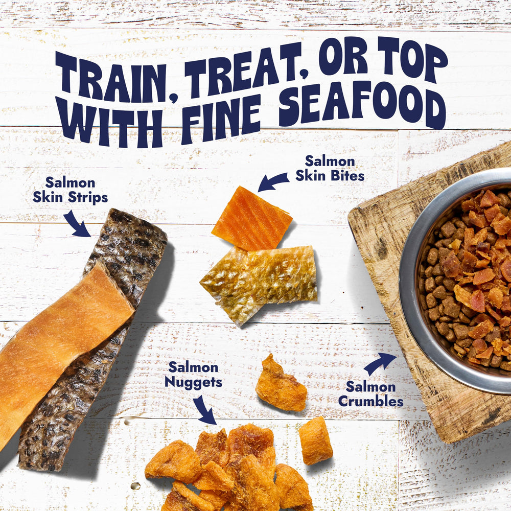 Finfare Sashimi-Grade Salmon highlights ultra-fresh protein for premium training rewards.