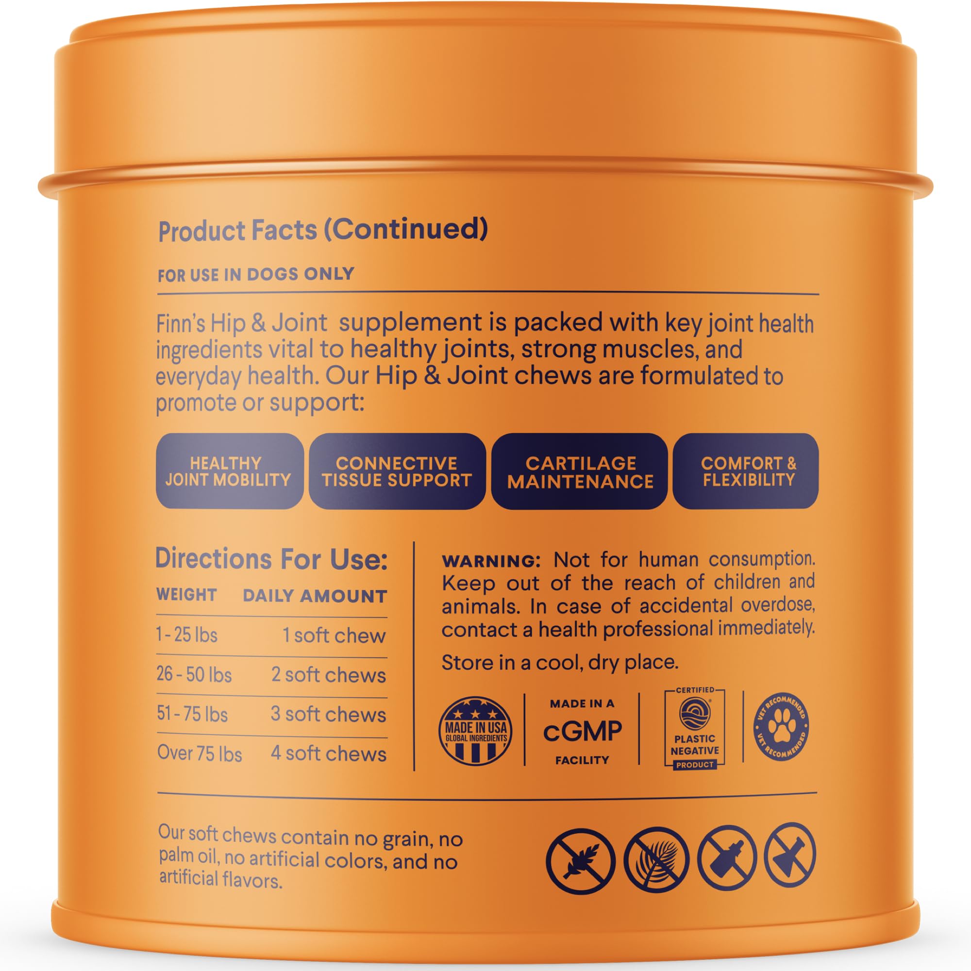 Finn green-lipped mussel supplement highlights natural joint support for dogs.
