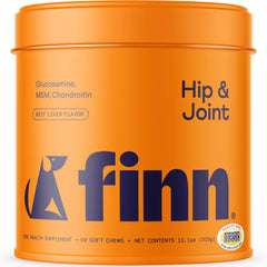 Finn dog hip and joint soft chews in a package promote daily mobility for dogs.