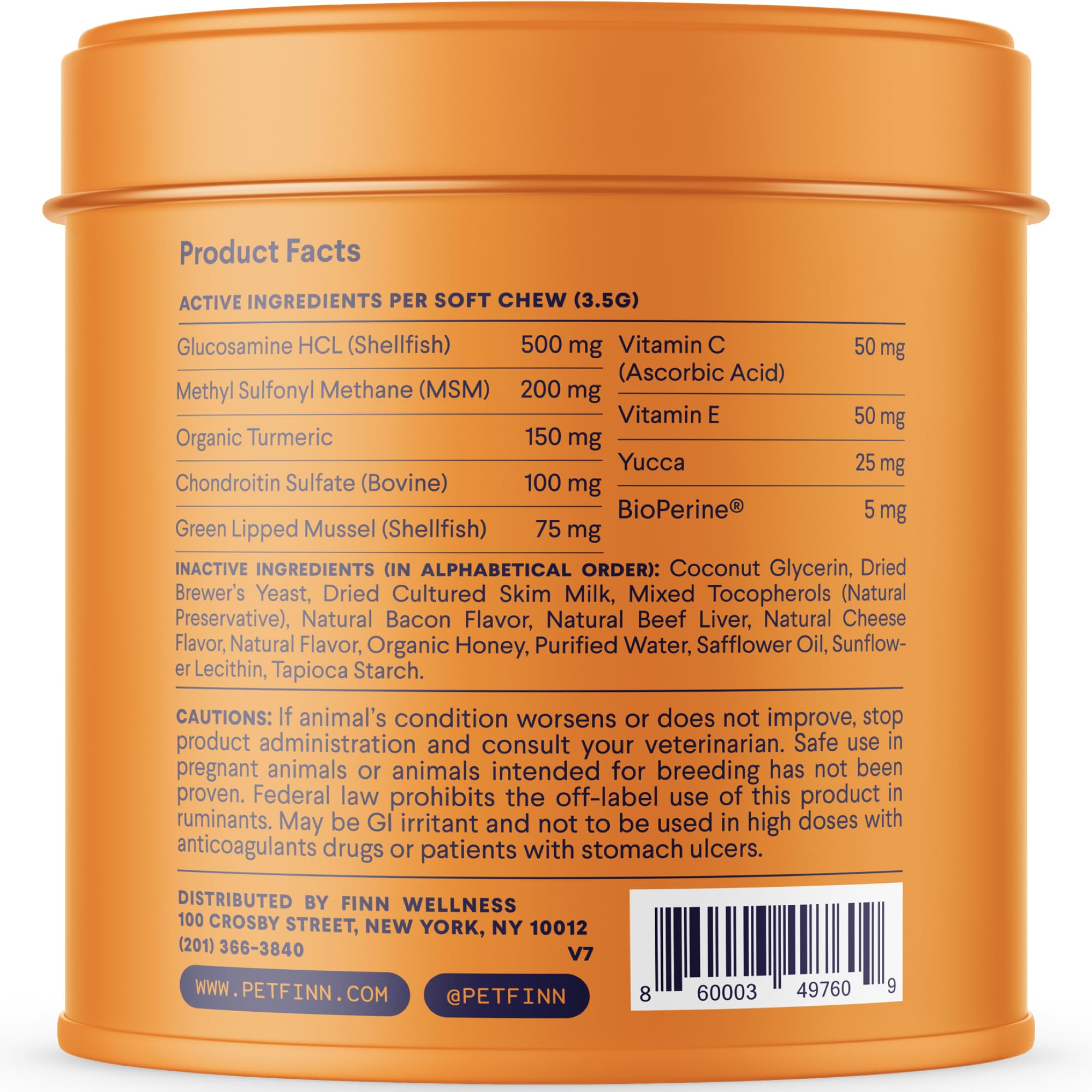 Finn turmeric-infused bottle supports mobility and tissue health in dogs.