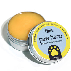 Finn Paw Hero balm jar front shows natural ingredients and compact 1.75 oz size.