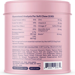 Finn Skin & Coat biotin vitamins panel emphasizes coat texture and shine support.