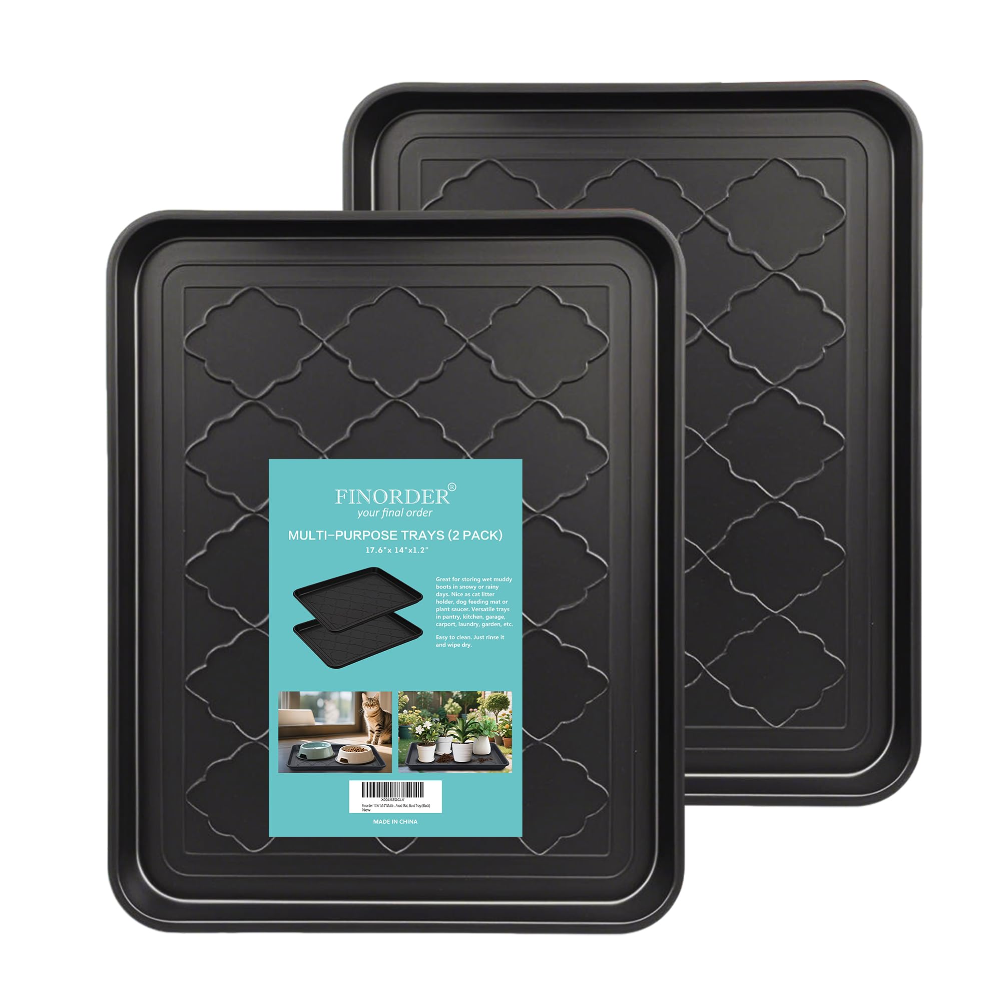 Finorder multi-purpose boot trays two-tray entryway with mud containment for easy cleanup