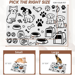 FIOUQINE absorbent pet feeding mat absorbs drips for a cleaner feeding area.